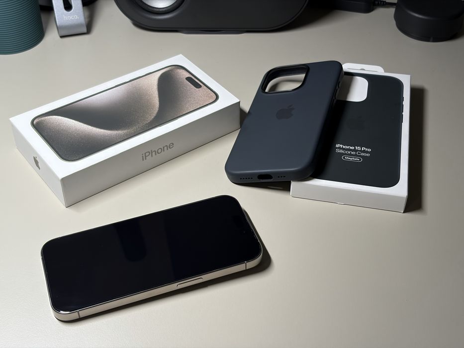 iPhone 15 Pro Natural titanium 128gb cutie factura husa originala