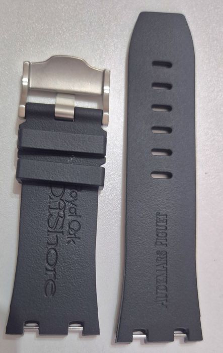curea ceas Audemars Piguet premium neagra din piele si silicon complet