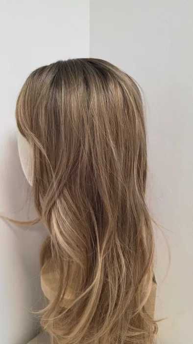 Pachet 2 produse rezervat: perucă HAIRCUBE lungă blond bej + topper cu 3 clipsuri