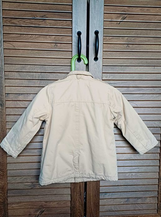 ZARA-BABY Детско палтенце-тренчкот/парка в бежов цвят с топъл хастар