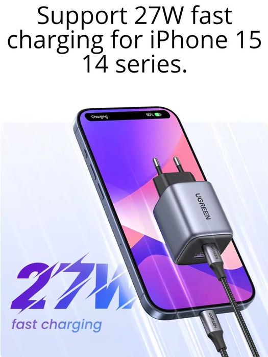 UGREEN CD350 Nexode Mini 35W GaN Type-C+USB-A For iPad/iPhone 15 16