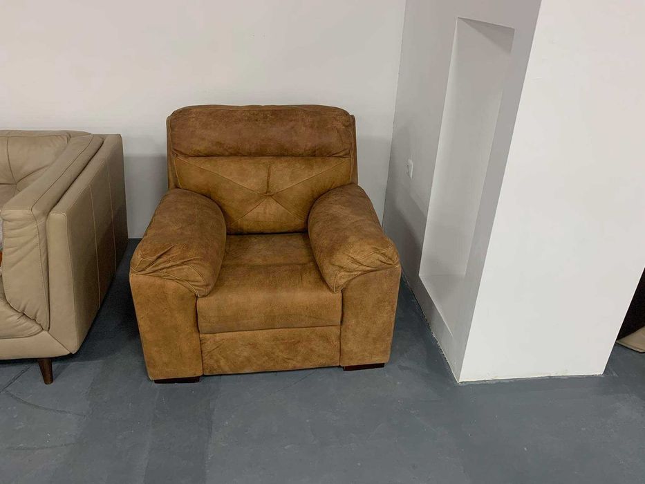 Светло кафяв кожен фотьойл - естествена кожа