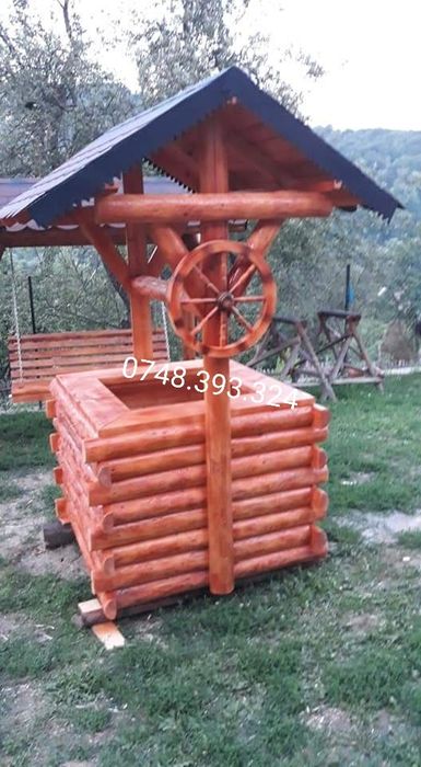 Fântână  rustica  din  lemn  masiv  cismea  put