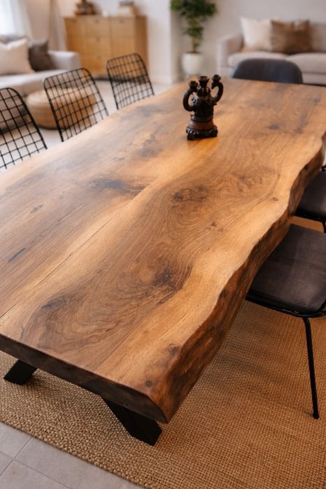 Masă Dining Live Edge - Stejar Masiv (5  cm) | Design Modern - de la ATP Wood