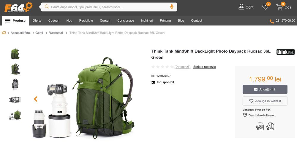 Rucsac Foto 36L - Think Tank MindShift BackLight Photo Woodland