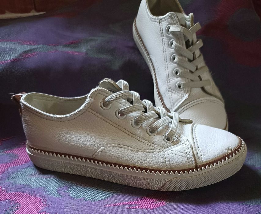 Обувь для мальчика( унисекс), слипоны ( кеды) Таиланд, кожа, белые