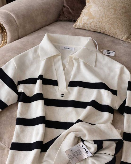 блуза на рае бяла черна с яка шанел chanel фина плетка мека пуловер