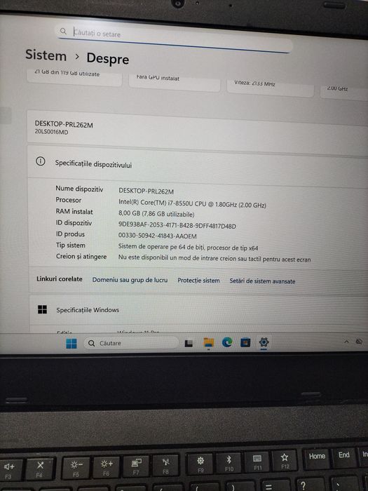 Lenovo L480 ,i7-8550u,8gb RAM,ssd 128gb display 14 fhd  cu urme