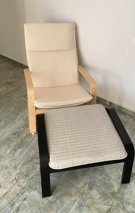 Sale POANG IKEA стилен изчистен стол + табуретка НОВИ!