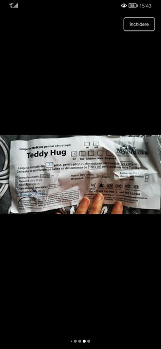 Lenjerie pătuț  Teddy hug