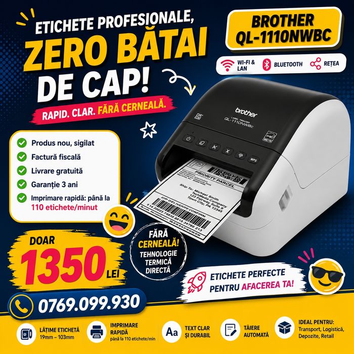 Brother QL-1110NWBc | Produs nou, sigilat | Livrare gratuita