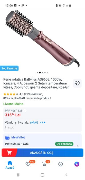 Perie rotativa Babyliss ca noua