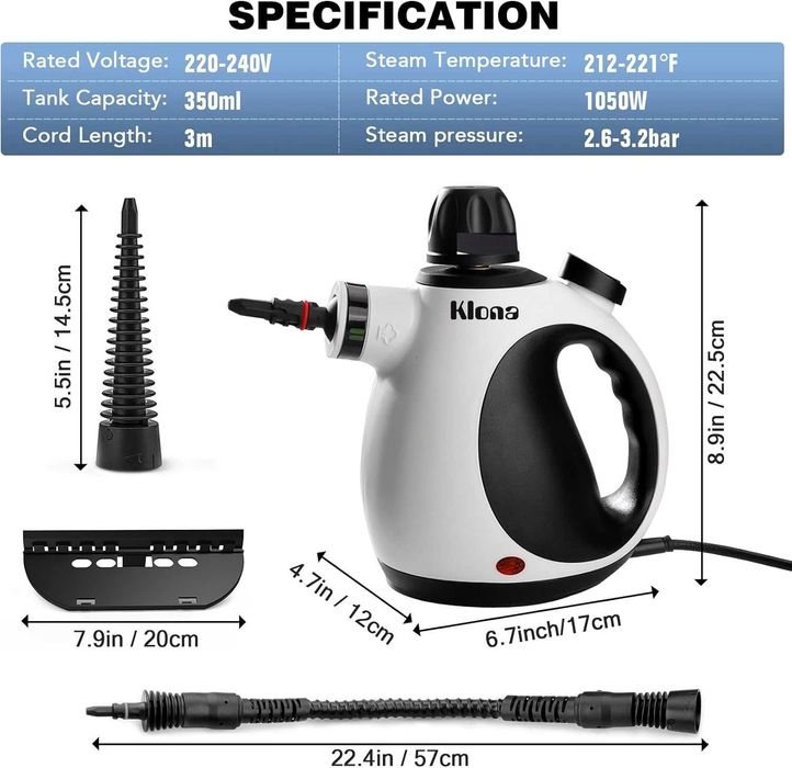 Парочистачка Klona 350ml, 1050W, Гаранция