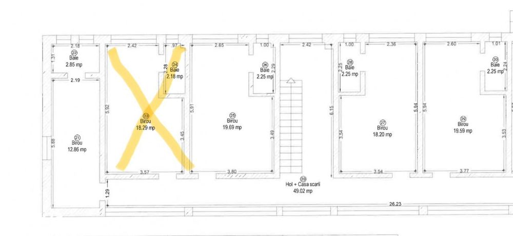 Birou 20 mp, cu baie proprie, renovat, et 2, Mehala- G Alexandrescu |