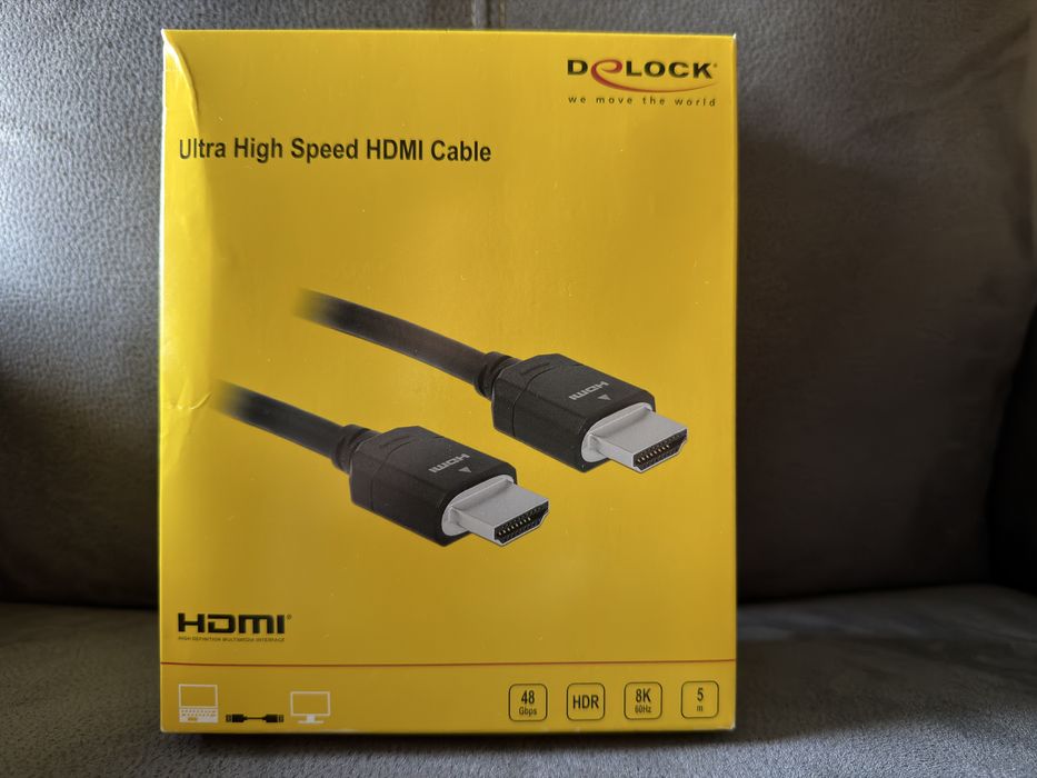 7x Cabluri HDMI Delock 85296 8K60Hz/4K240Hz T-T 5m 10metri Flat Cabluri de retea S/FTP (PIMF) GOLD CAT 6A dublu ecranate