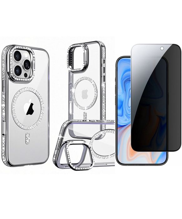 Husa Luxury Stone si Folie Sticla Anti Static Iphone 16/PRO 16 PRO MAX