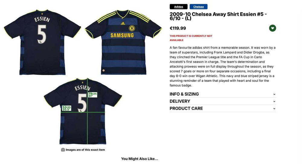 Chelsea Away Shirt Essien #5 - 2009 - 2010 M размер