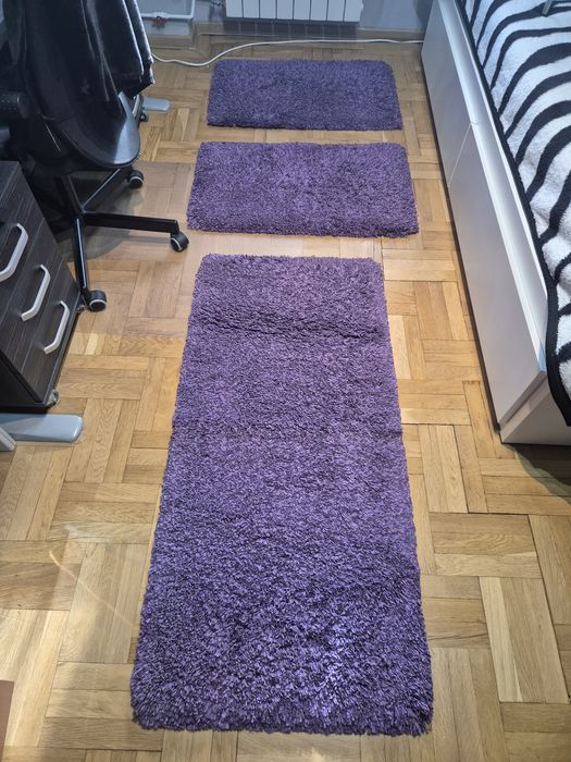 Covoare pufoase culoarea mov 3 buc