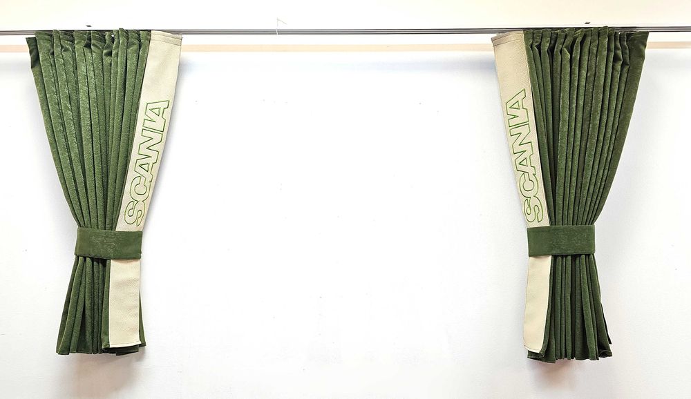 Зелени пердета за камиони SCANIA комплект с кукички тип холандско чело