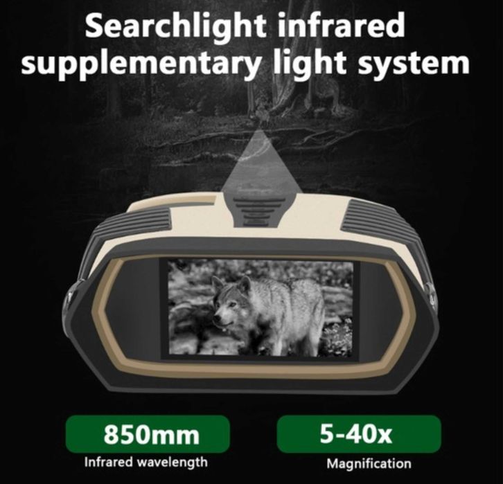 Binoclu, vedere de noapte optica in infrarosu, fotografie HD, zoom 8x, vizibilitate de 200 m in intuneric total, baterie 2600mAh, port USB, 128 GB