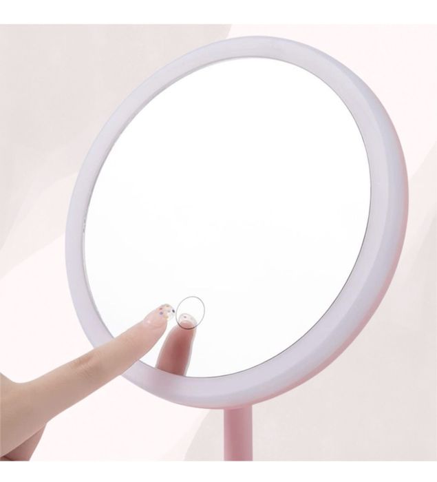 Oglinda machiaj LED, tava depozitare, rotatie 90, incarcare USB