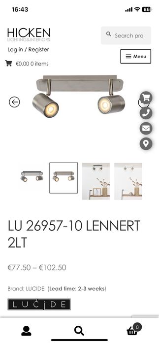 Plafoniera doua surse Lucide, model Lennert