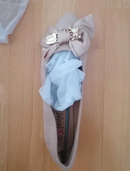 Balerini crem, noi, mărime 39