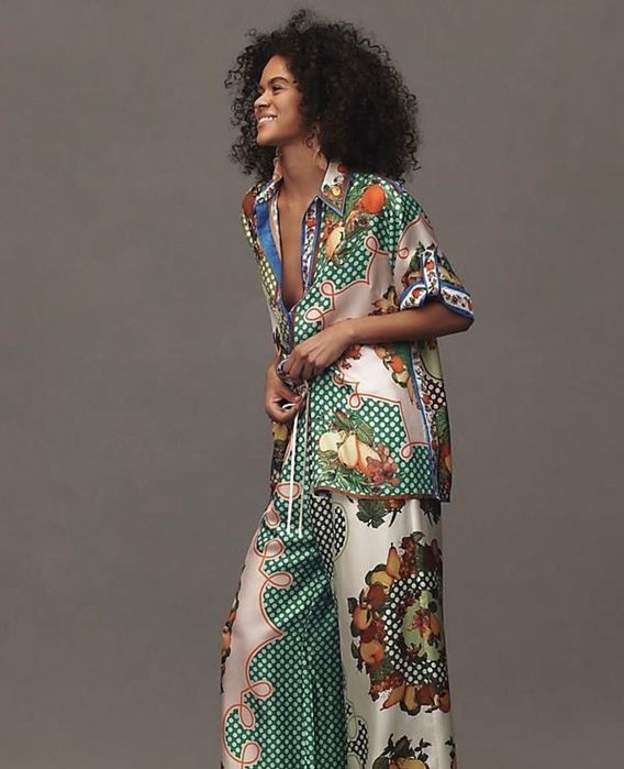 Уникален сет комплект риза панталон сатен