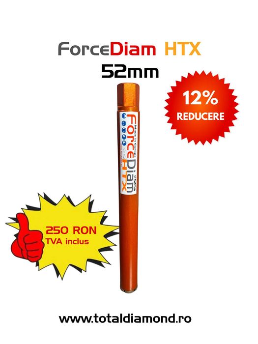 Ø52 Carota Diamantata pentru beton, ForceDiam HTX, Diametru 52mm,L 450mm