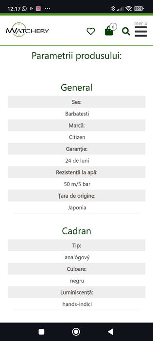 Ceas barbatesc elegant Citizen Eco-Drive AW0015-08EE