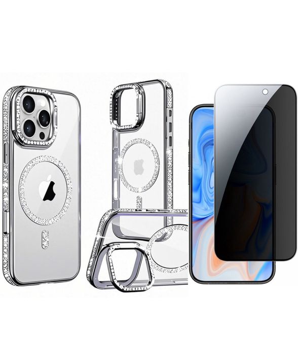 Husa Silicon MagSafe Rock +Folie Sticla Curbata Iphone 16 PRO MAX PLUS