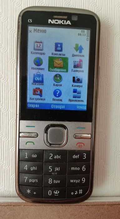 Работещ Nokia C5-00 (Bg меню, кабел за зареждане)