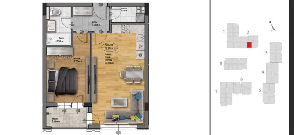 Продава се Двустаен апартамент в Пловдив, Остромила - 71 кв.м за 1212 €/кв.м - Снимка #5