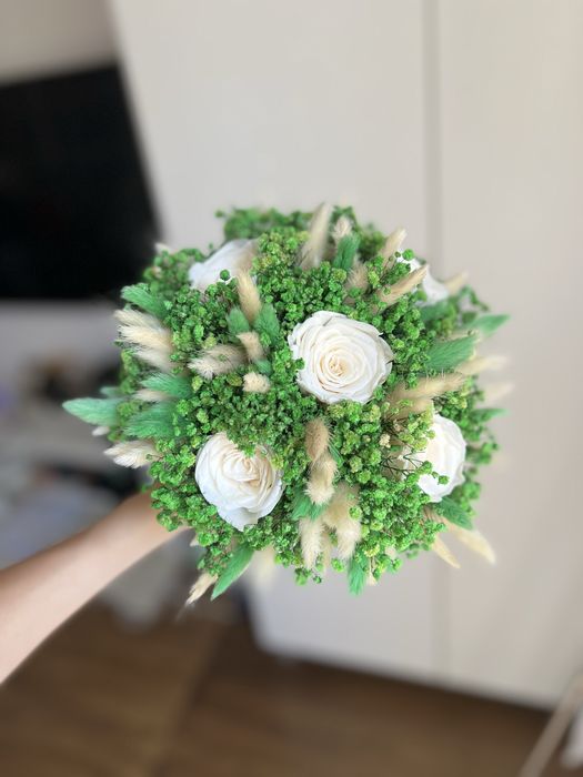 Buchet pentru cununie din trandafiri naturali criogenati