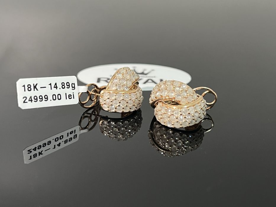 Bijuteria Royal CB : Cercei cu diamante aur 18K 750 14,89 grame