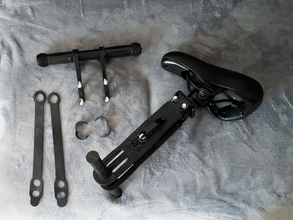 Scaun bicicletă pentru copii, montare pe cadru (cu ghidon și accesorii) – Ca nou