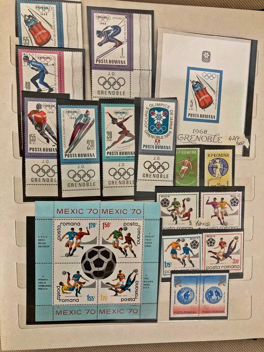 Clasor A4 (10 file) cu timbre romanesti - serii complete, nestampilate