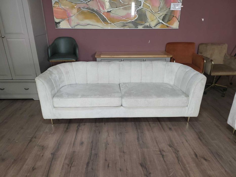 Кремав комплект дивани от плат две тройки