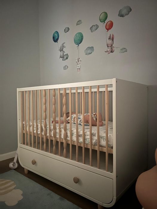 Patut ikea myllra + saltea + protectie + cearsafuri