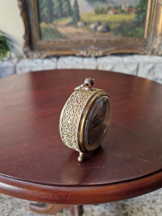 Прекрасен антикварен колекционерски немски бронзов будилник Blessing