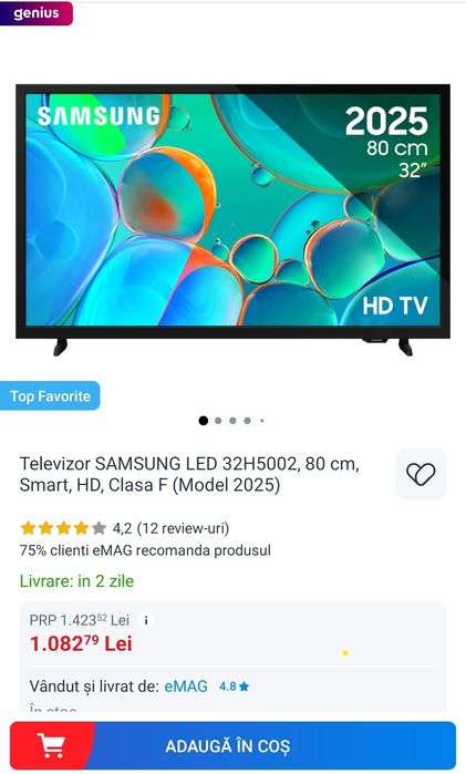 Televizor Samsung Smart Nou 80cm seria 32H5002