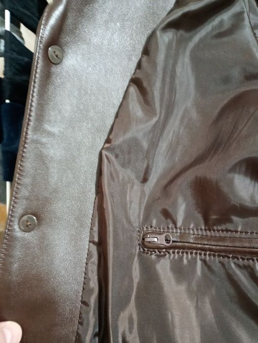 Sacou piele bărbați maro, din miel, mărimea 56 România, Primăvară-Toam