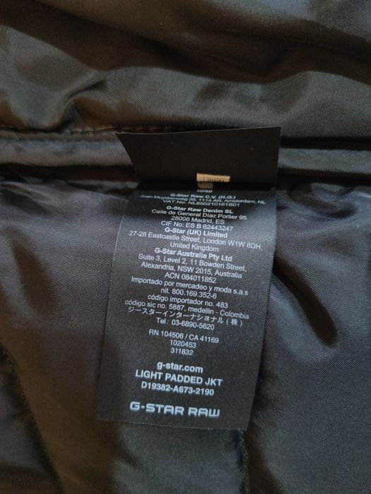 Geacă G-Star Raw Light Padded, verde Jungle, XS, nouă cu etichetă