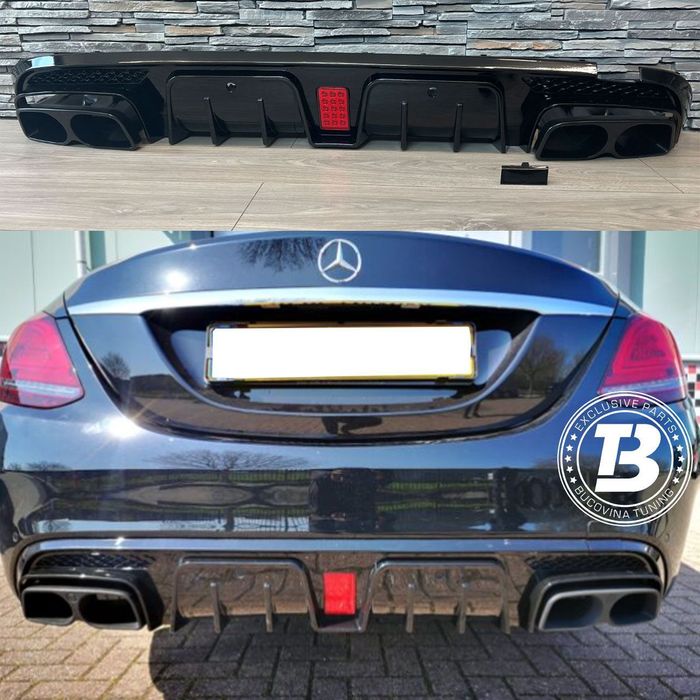 Difuzor Bara Spate cu Ornamente compatibil cu Mercedes C Class W205 B Design
