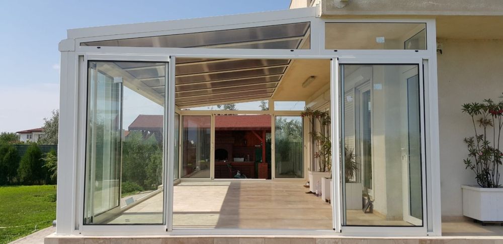 Pergole Sere Terase cu pereții și acoperiș din sticlă aluminiu și fier