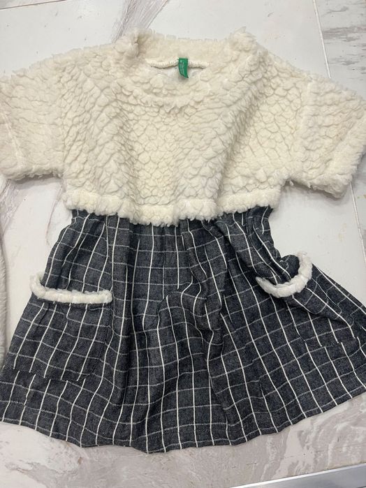 Benetton рокла и пухено елече 92