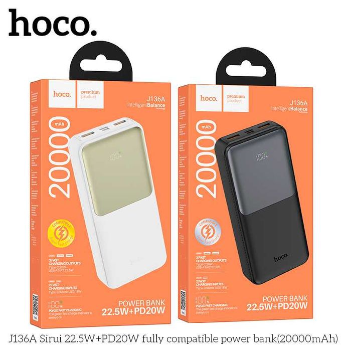 Hoco J136A Sirui Power Bank 20000mAh Fast Charging 22.5W+PD20W QC3.0