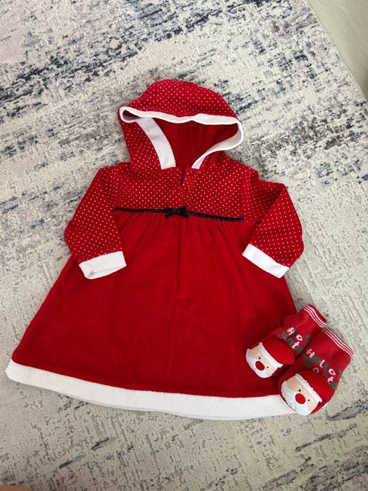 Бебешка коледна рокличка с чорапи