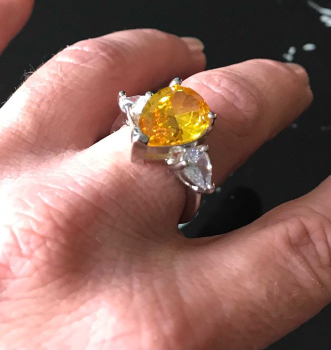 Inel Argint 925 cu Pietre Semipretioase Citrin si Topaz Antichizat