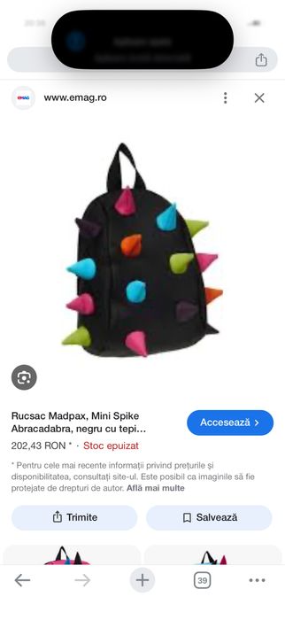 Rucsac Madpax, Mini Spike Abracadabra, roz cu tepi multicolor 30 cm  Nou
